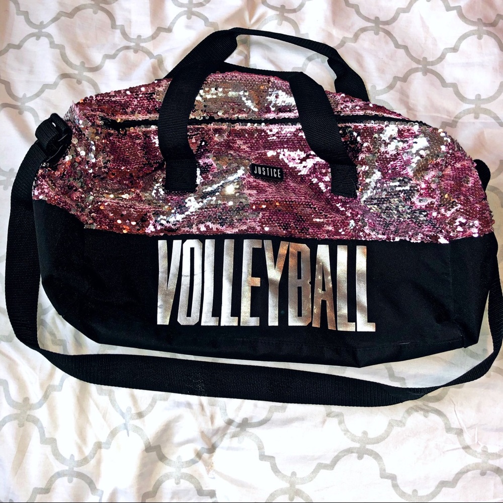 Justice volleyball duffle bag pink and silver